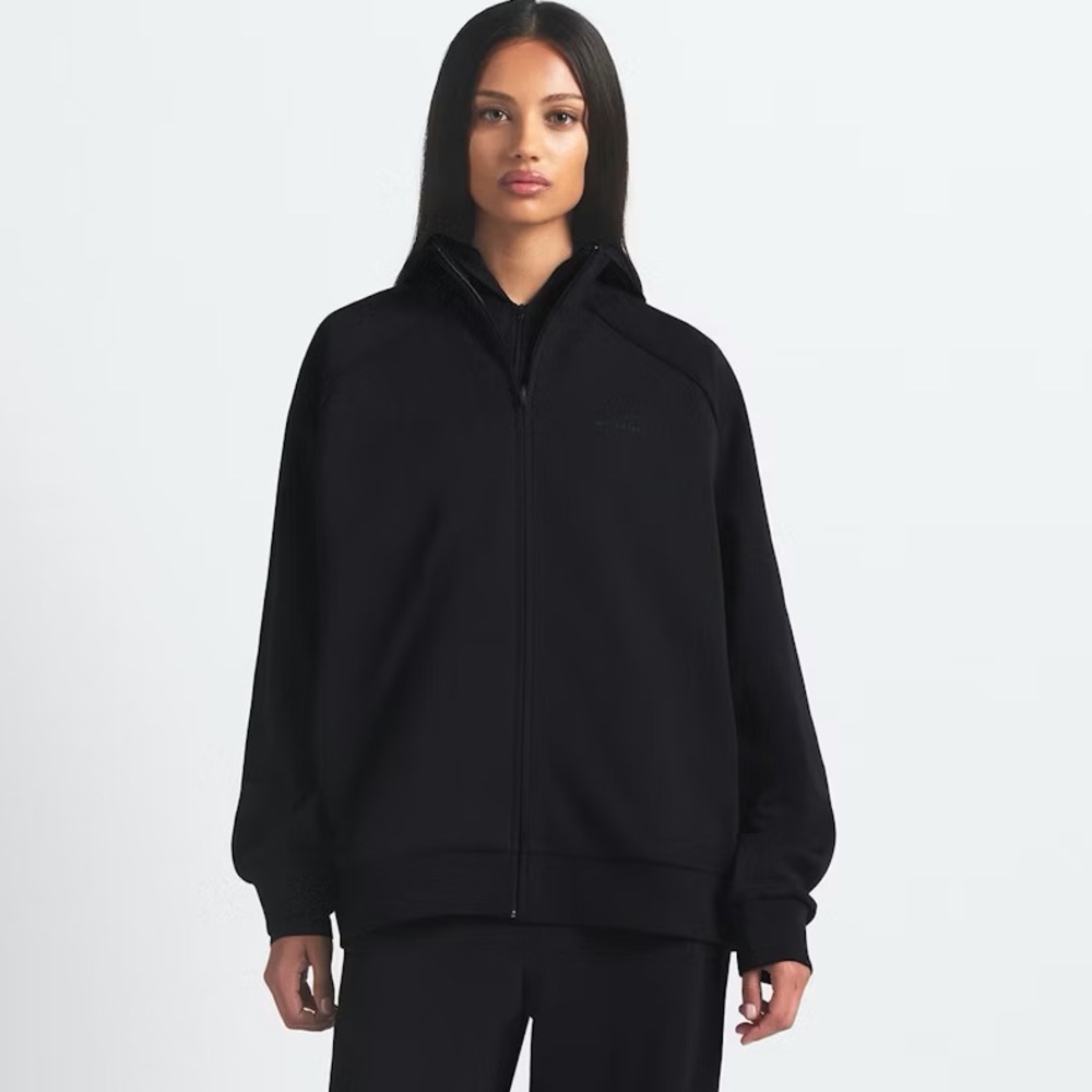 SKIMS Black Oversized Zip-Up Hoodie